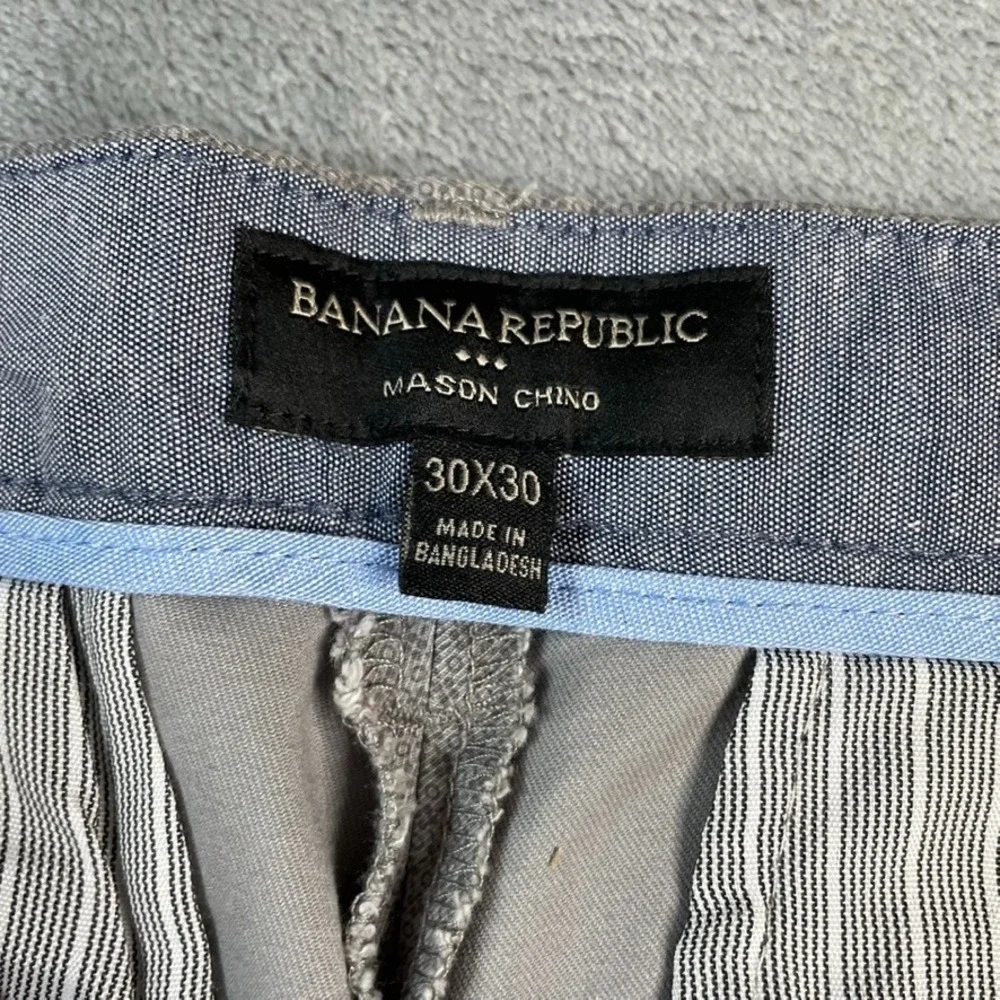 Banana Republic Mason Chino Pant 31x29 Paris Gray MicroPrint Cotton Stretch-READ